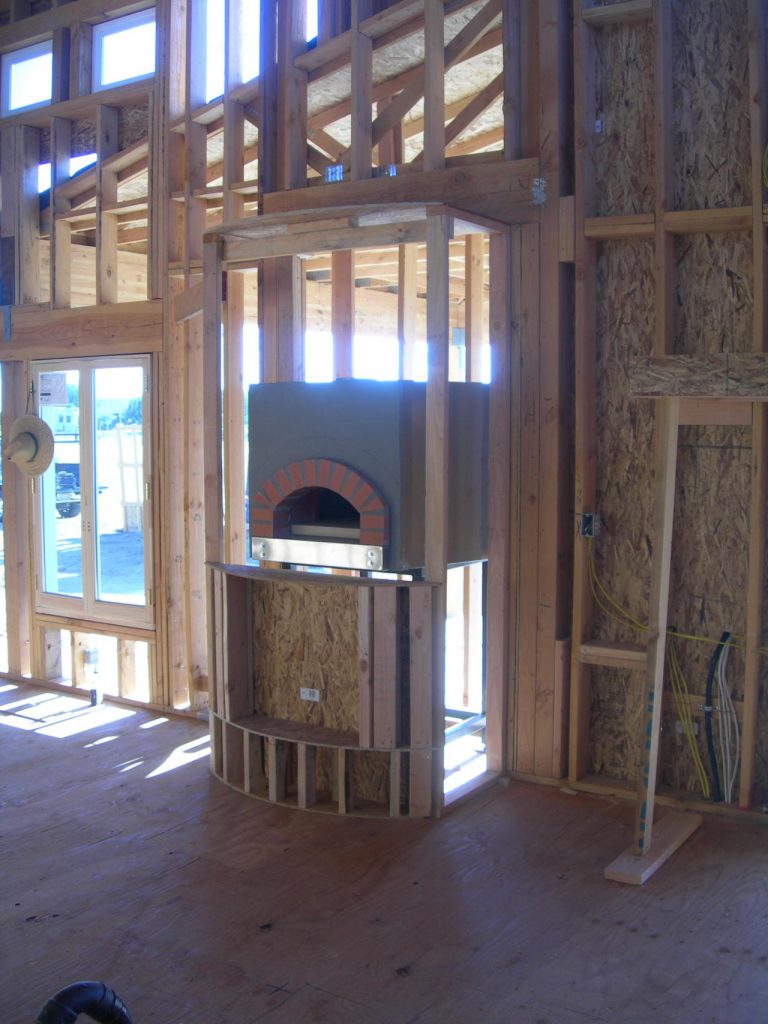 Wood framing in the room.