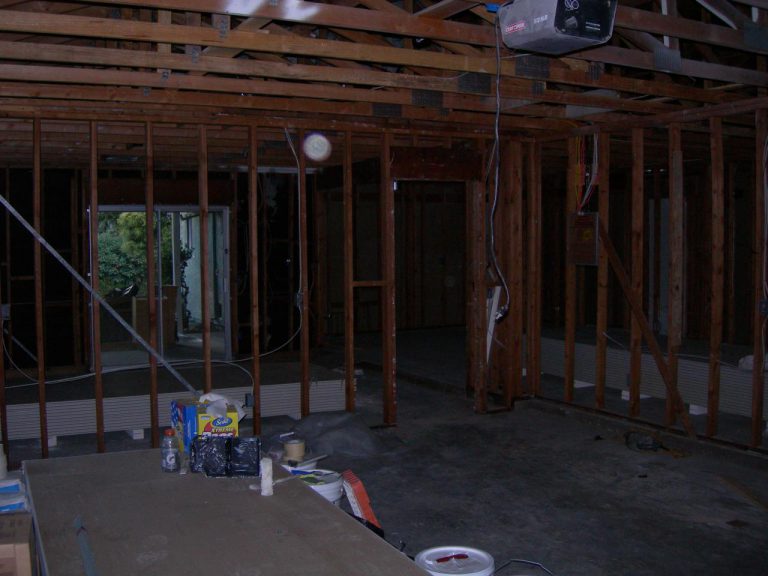 Wooden framing in a room.