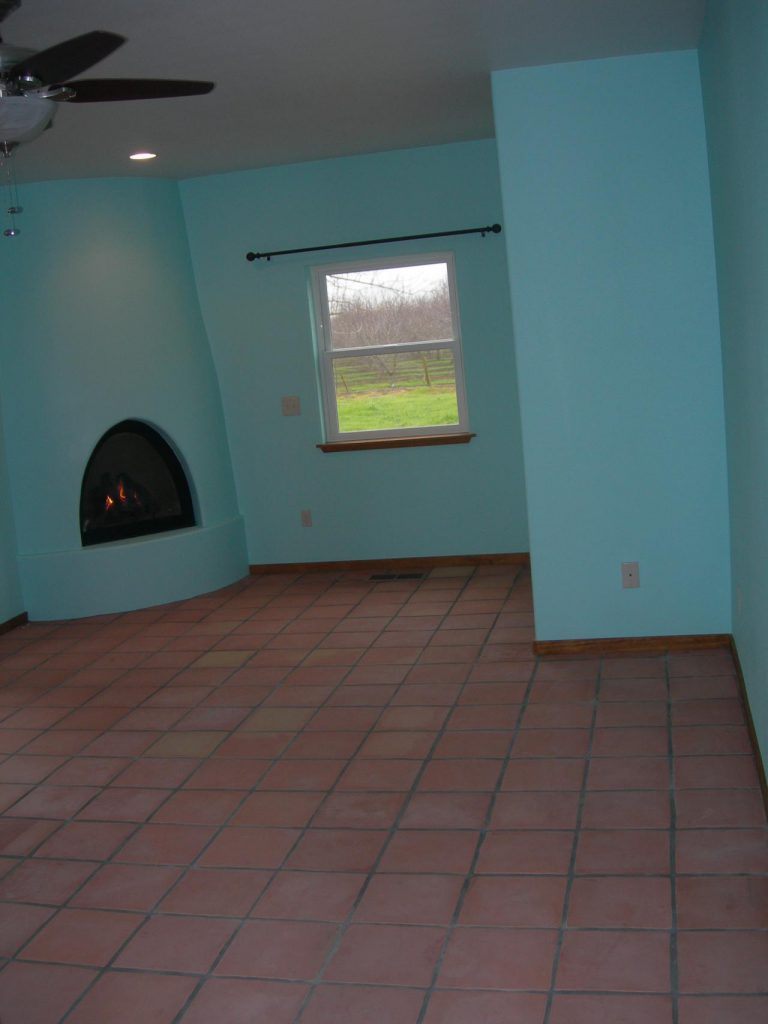 Tiled floor in the living room.