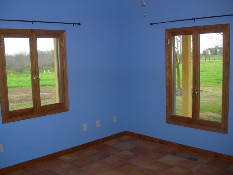 A blue tiled floor.